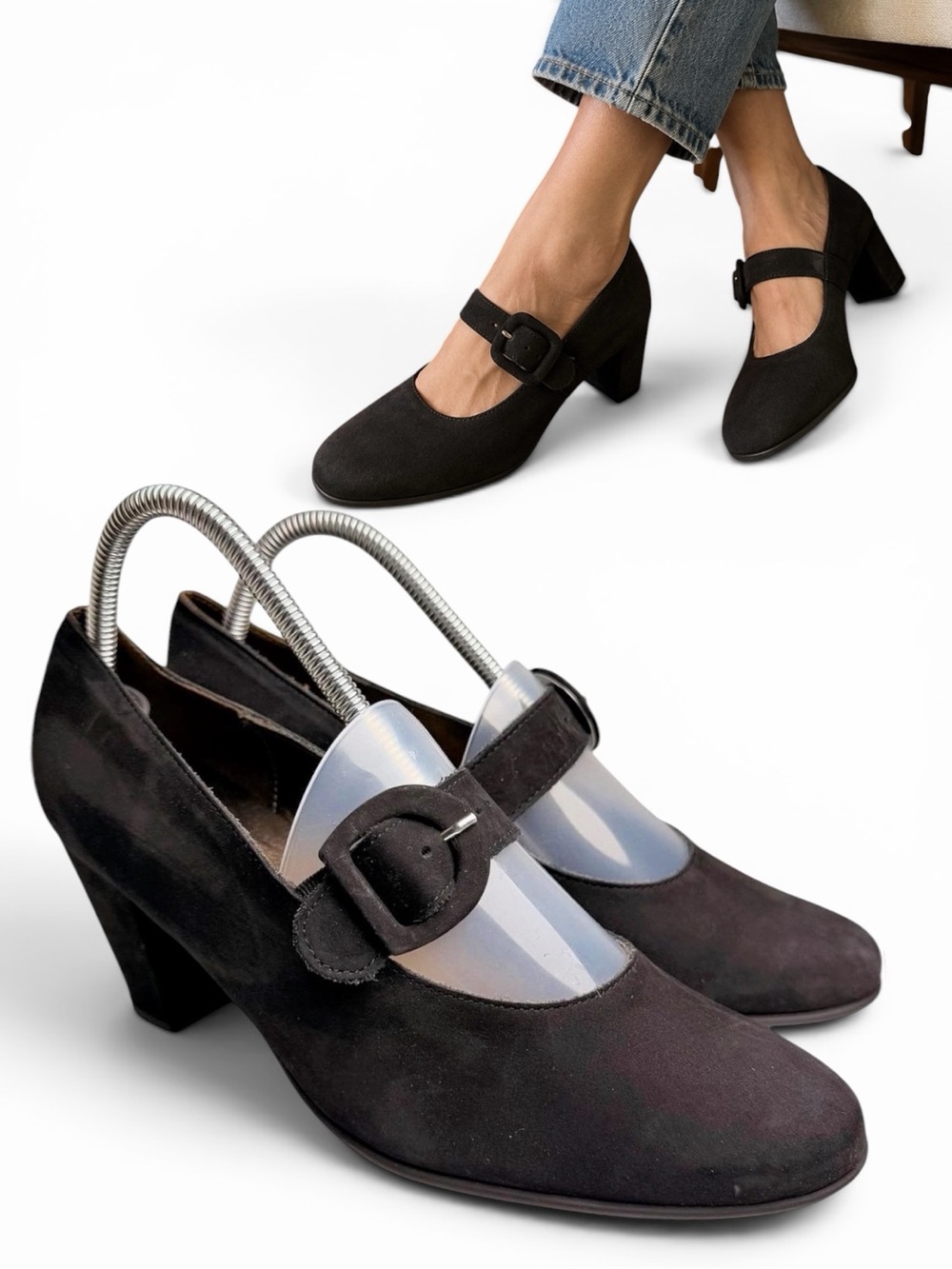 Arche Black Suede Mary Janes Size 10